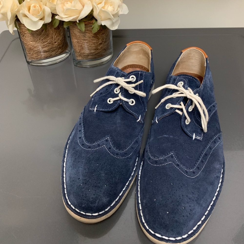 Ted Baker navy blue suede wingtip